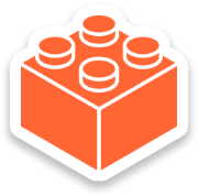 Orange Icon with Lego Like Child Toy