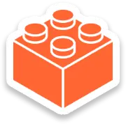 Orange Icon with Lego Like Child Toy