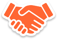 Orange Icon of Two Hands Shaking