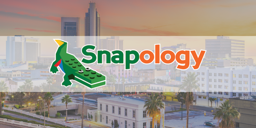Snapology logo in front of Corpus Christi